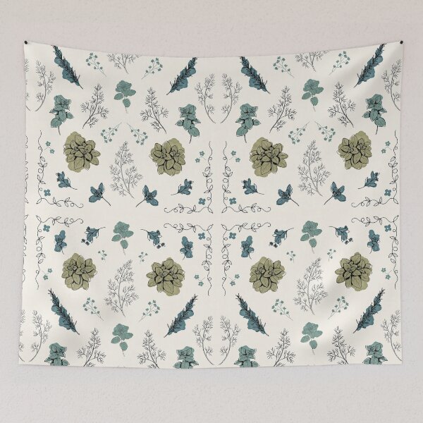 Item preview, Botanical Herb Garden Pattern with Vintage Vine Border designed and sold by NuvoraNest.