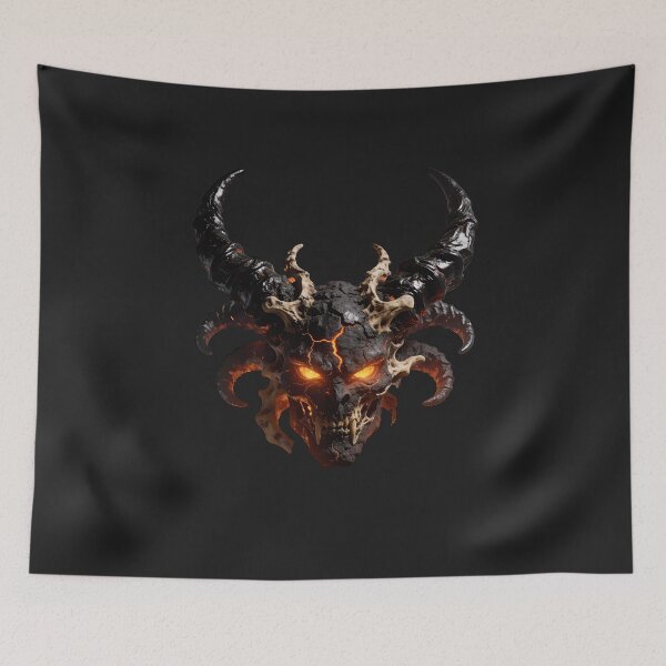 Item preview, Infernal Demon Skull Mask with Lava Horns Gothic Halloween Horror Art designed and sold by OksArtStudio.