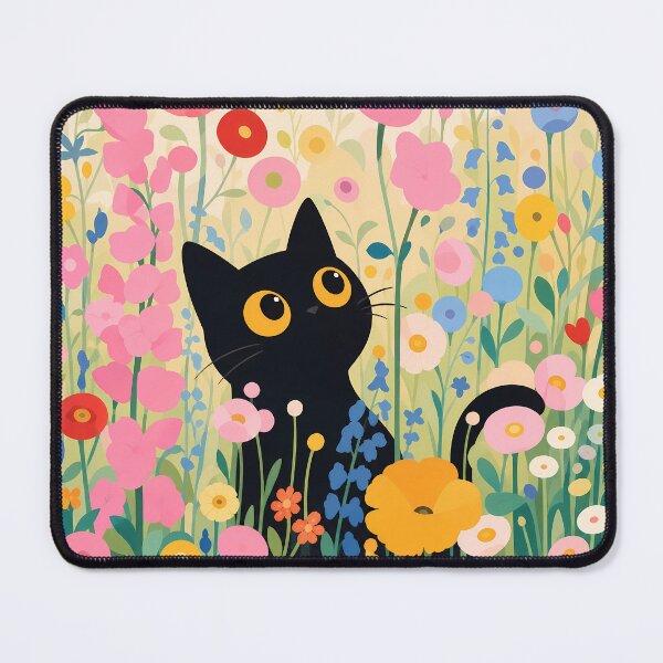 Item preview, Black Cat in Klimt-Inspired Floral Garden designed and sold by PurrfectHome.