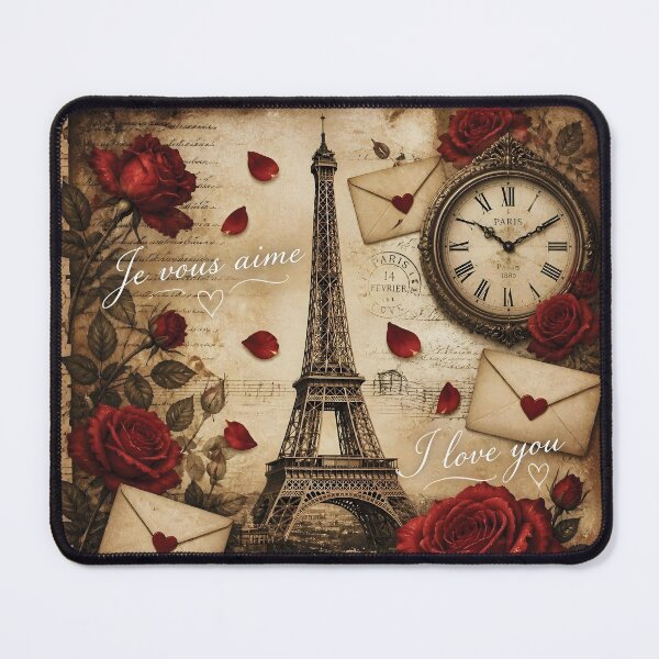 Item preview, Vintage Paris Love Collage with Eiffel Tower and Roses designed and sold by Lucia Amaris Art.