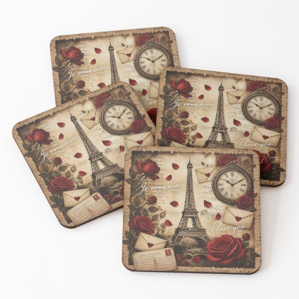 Item preview, Vintage Paris Love Collage with Eiffel Tower and Roses designed and sold by Lucia Amaris Art.