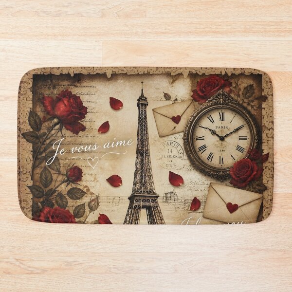 Item preview, Vintage Paris Love Collage with Eiffel Tower and Roses designed and sold by Lucia Amaris Art.