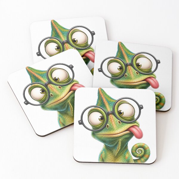 Item preview, Funny Chameleon with Glasses – Silly Animal Portrait designed and sold by LittleGinnyArt.
