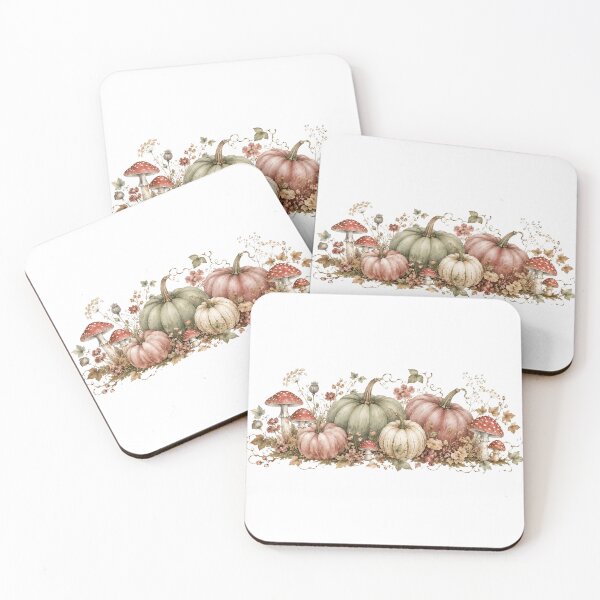 Item preview, Pastel Pumpkins and Mushrooms — Soft Autumn Halloween Art designed and sold by DreamelleStudio.