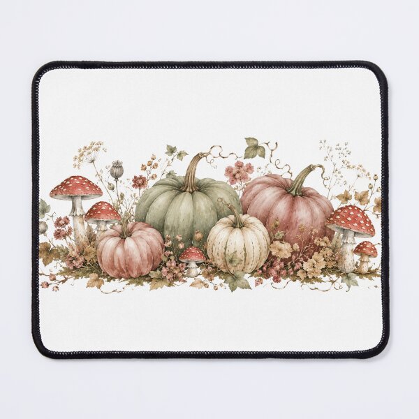 Item preview, Pastel Pumpkins and Mushrooms — Soft Autumn Halloween Art designed and sold by DreamelleStudio.