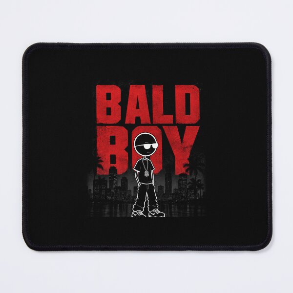 Item preview, BALD BOY – Badass Urban Hip-Hop Design | Chain, Glasses, Skyline & Palm Trees | Grunge Red Attitude designed and sold by SpitfireDesign.