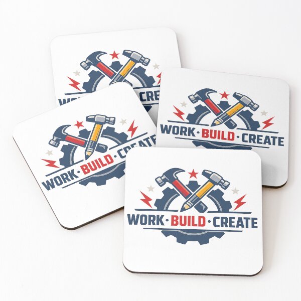 Item preview, Work • Build • Create – Modern Minimalist Craftsmanship Emblem designed and sold by mbmstores.