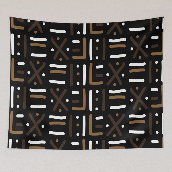 Item preview, Traditional African Mudcloth - Bogolan Black and White Pattern designed and sold by Wolagno.