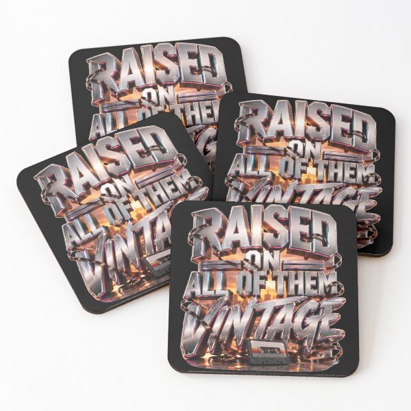 Item preview, Raised On All Of Them Vintage Chrome Grunge Typography Retro Music Gift for Music Lovers designed and sold by Nightarel.