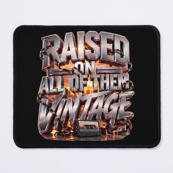 Item preview, Raised On All Of Them Vintage Chrome Grunge Typography Retro Music Gift for Music Lovers designed and sold by Nightarel.