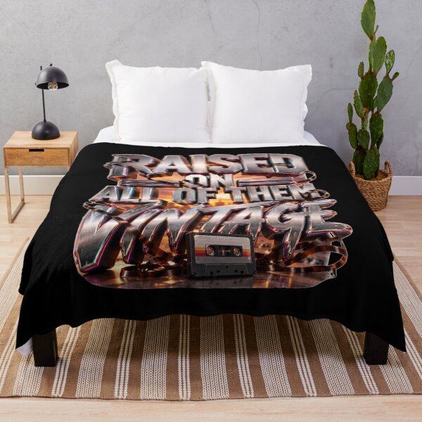 Item preview, Raised On All Of Them Vintage Chrome Grunge Typography Retro Music Gift for Music Lovers designed and sold by Nightarel.