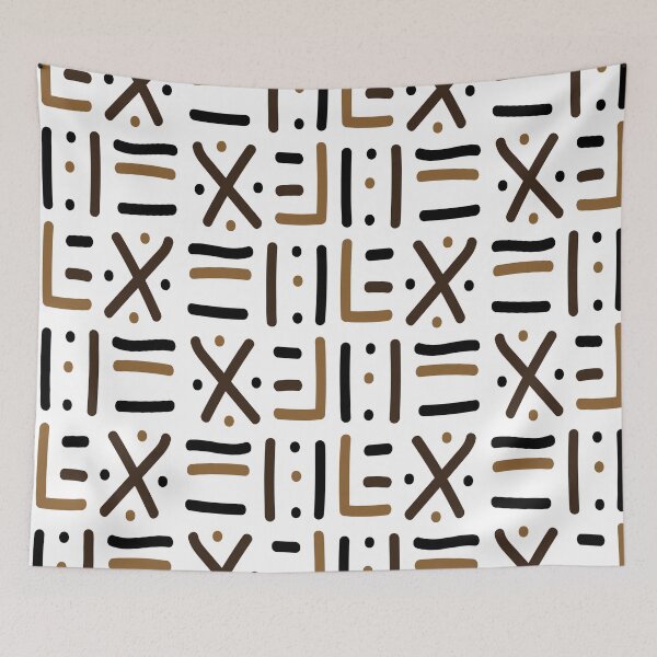 Item preview, Traditional African Mudcloth - Bogolan Black and White Pattern designed and sold by Wolagno.