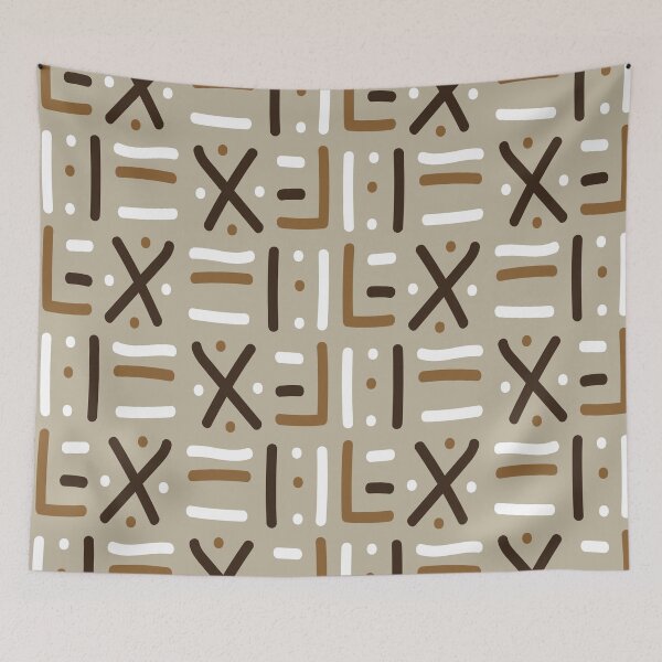 Item preview, Traditional African Mudcloth - Bogolan Black and White Pattern designed and sold by Wolagno.
