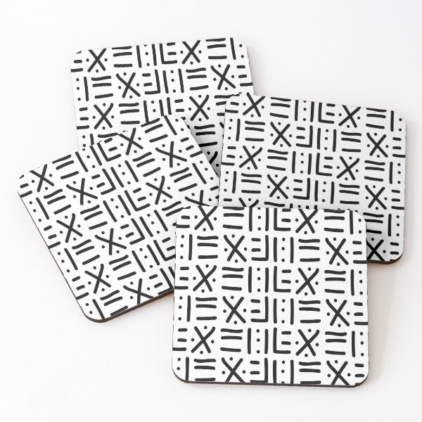Item preview, Traditional African Mudcloth - Bogolan Black and White Pattern designed and sold by Wolagno.