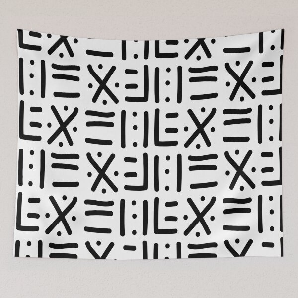 Item preview, Traditional African Mudcloth - Bogolan Black and White Pattern designed and sold by Wolagno.