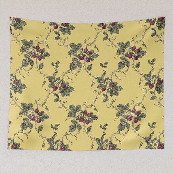 Item preview, Vintage Raspberry Vine Trellis Pattern – Botanical Berry Print designed and sold by NuvoraNest.