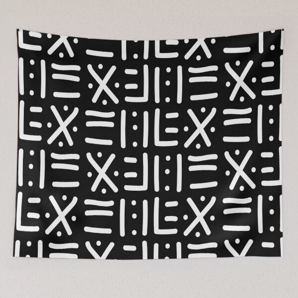 Item preview, Traditional African Mudcloth - Bogolan Black and White Pattern designed and sold by Wolagno.