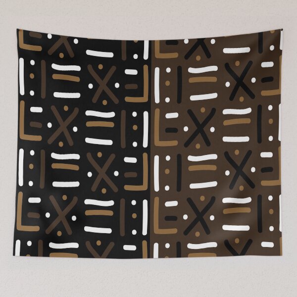 Item preview, Traditional African Mudcloth - Bogolan Black and White Pattern designed and sold by Wolagno.