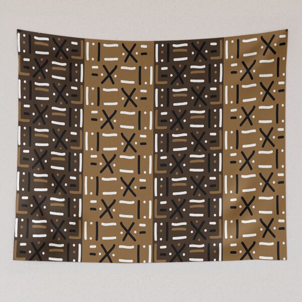 Item preview, Traditional African Mudcloth - Bogolan Black and White Pattern designed and sold by Wolagno.