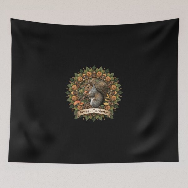 Item preview, Forest Gardener Squirrel Mandala - Woodland Nature Wreath Art designed and sold by GoGreenlove.