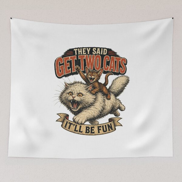 Item preview, They Said Get Two Cats – Funny Vintage Cat Design designed and sold by Tito&FlokiCo.