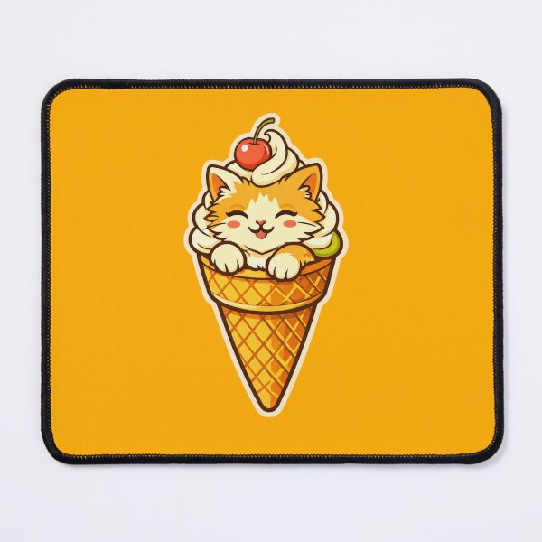 Item preview, Cat Sundae Cone – Cute Retro 70s Dessert Badge designed and sold by Timeless Junction.