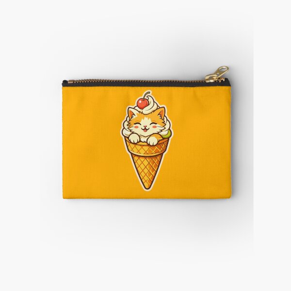 Item preview, Cat Sundae Cone – Cute Retro 70s Dessert Badge designed and sold by Timeless Junction.