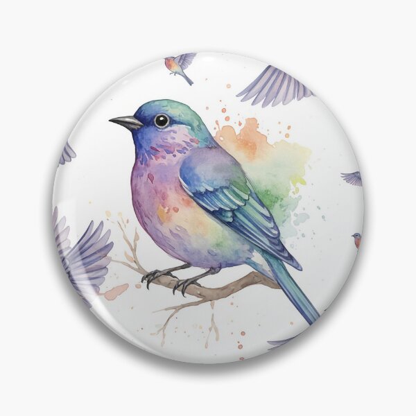 Item preview, Colorful Watercolor Songbird and Splatter  designed and sold by wissal.studio.