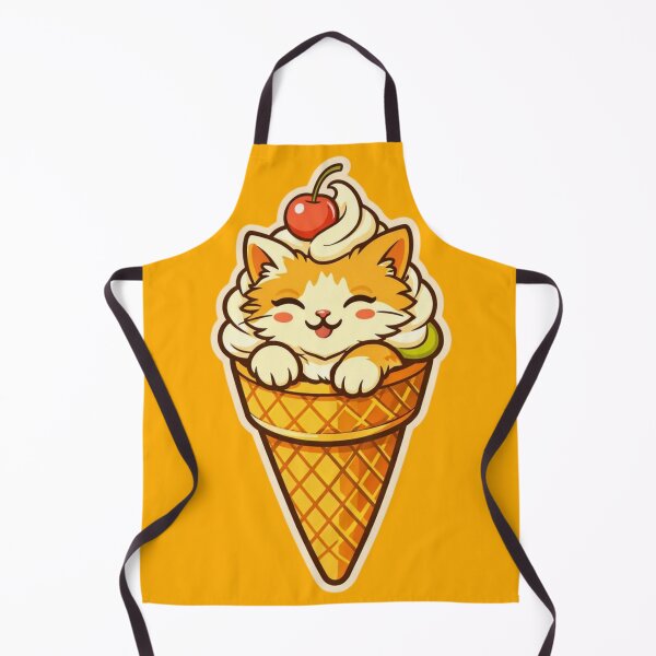 Item preview, Cat Sundae Cone – Cute Retro 70s Dessert Badge designed and sold by Timeless Junction.