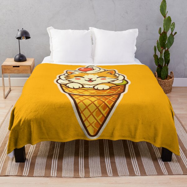 Item preview, Cat Sundae Cone – Cute Retro 70s Dessert Badge designed and sold by Timeless Junction.