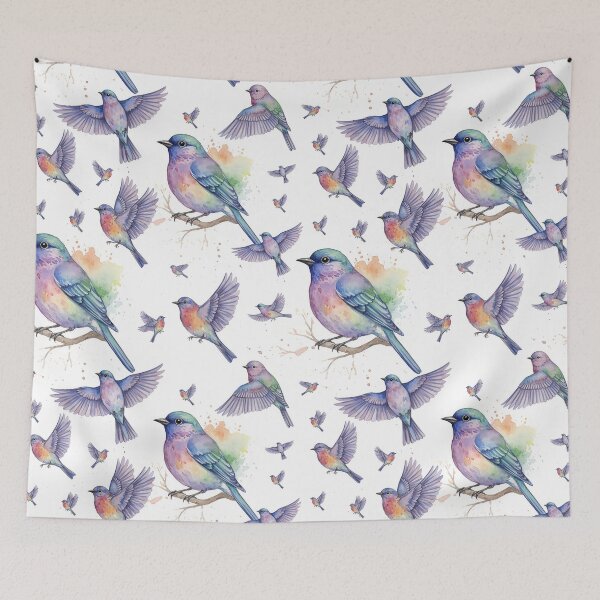Item preview, Colorful Watercolor Songbird and Splatter  designed and sold by wissal.studio.