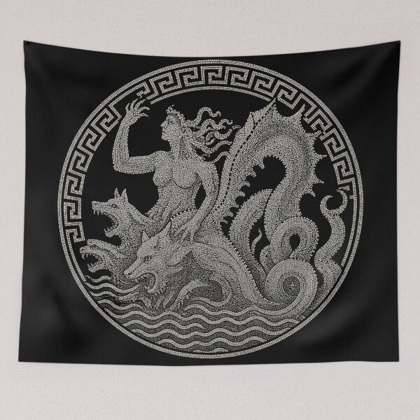 Item preview, Scylla Greek Mosaic Mythology Art designed and sold by Retr0Tshirts.