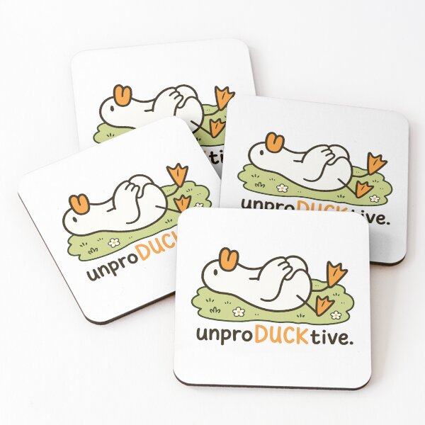 Item preview, UnproDUCKtive Funny Lazy Duck Cartoon | Cute Pun Duck Illustration designed and sold by RedHDesign.