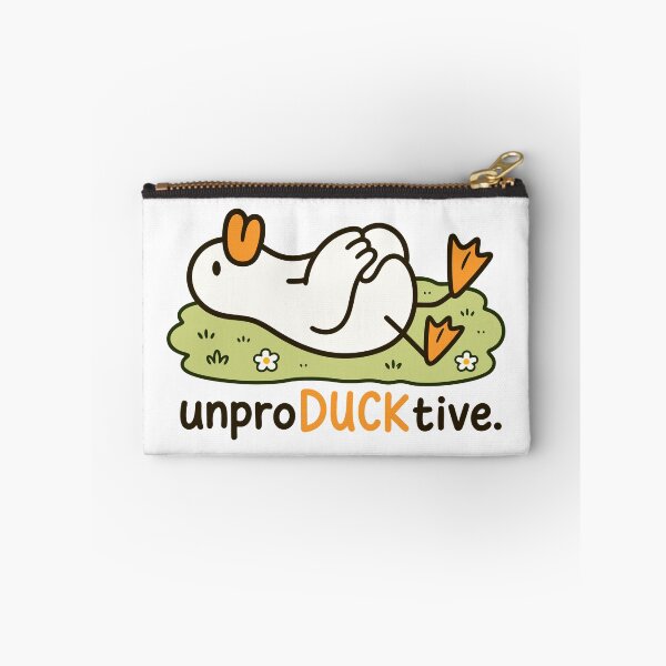 Item preview, UnproDUCKtive Funny Lazy Duck Cartoon | Cute Pun Duck Illustration designed and sold by RedHDesign.