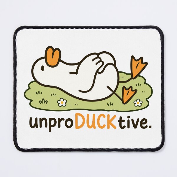 Item preview, UnproDUCKtive Funny Lazy Duck Cartoon | Cute Pun Duck Illustration designed and sold by RedHDesign.