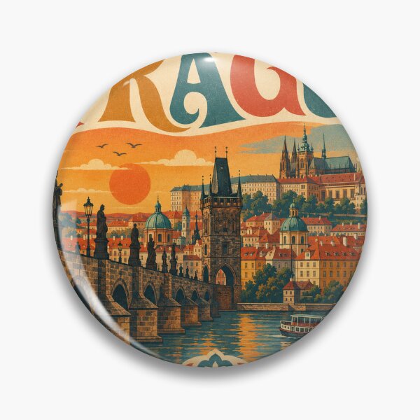 Item preview, Prague Souvenir Heart Design - Vintage Czechia Travel Art designed and sold by VisualArtsOasis.