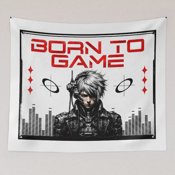 Artikelvorschau, Born to Game – Futuristisches Cyberpunk Gamer Design für Gaming-Fans entworfen und verkauft von Peter Kaul.