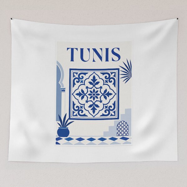 Item preview, Tunis Blue Tile Travel Poster designed and sold by Beyond Destinations.