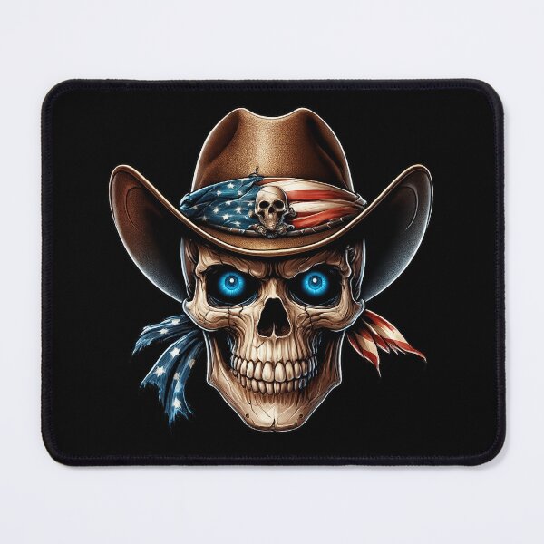 Item preview, American Cowboy Skull | Patriotic Western Skeleton with USA Flag Bandana designed and sold by Rocket&Stars.