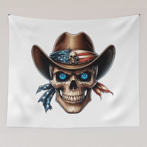 Item preview, American Cowboy Skull | Patriotic Western Skeleton with USA Flag Bandana designed and sold by Rocket&Stars.