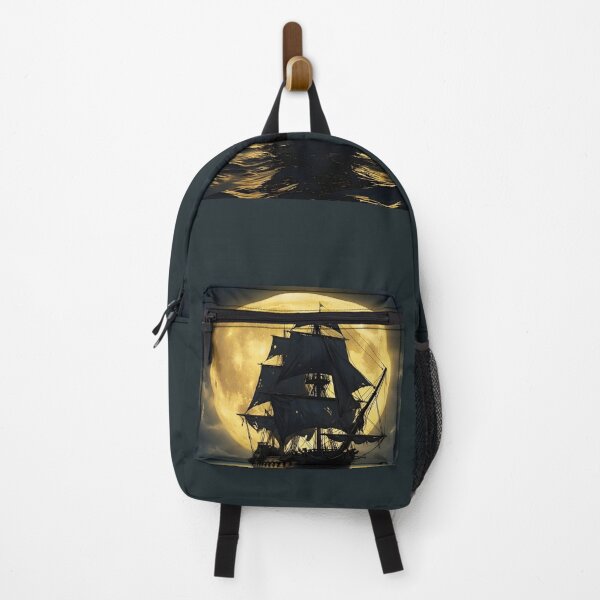 Item preview, Mysterious Galleon Under Golden Moon in Dark Ocean 2 designed and sold by Lucia Amaris Art.