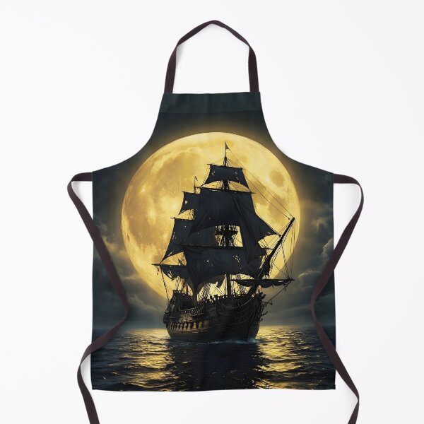 Item preview, Mysterious Galleon Under Golden Moon in Dark Ocean 2 designed and sold by Lucia Amaris Art.