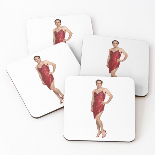Item preview, Nicolas cage red cocktail dress Funny prank meme gift weird birthday designed and sold by CheeseBlueprint.