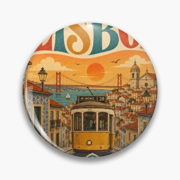 Item preview, Lisbon Retro Travel Heart - Portugal Souvenir Art designed and sold by VisualArtsOasis.