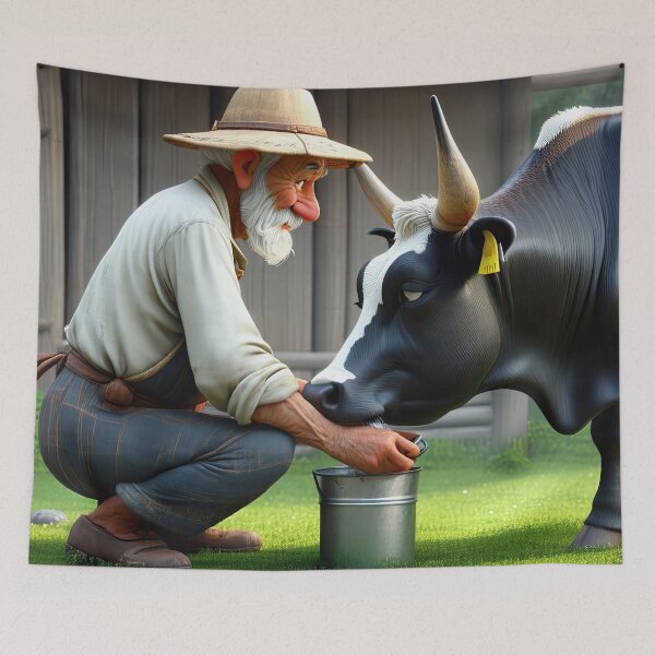 Item preview, Old Fart Milking a Cow designed and sold by Colin Bentham.