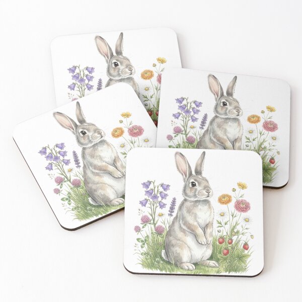 Item preview, Vintage Cute Rabbit Wildflower Meadow Aesthetic designed and sold by Rehnair.