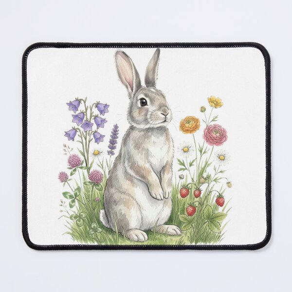 Item preview, Vintage Cute Rabbit Wildflower Meadow Aesthetic designed and sold by Rehnair.