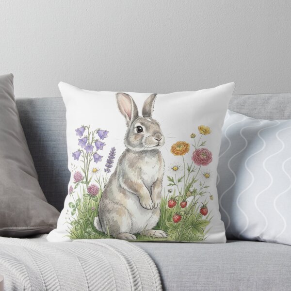 Item preview, Vintage Cute Rabbit Wildflower Meadow Aesthetic designed and sold by Rehnair.