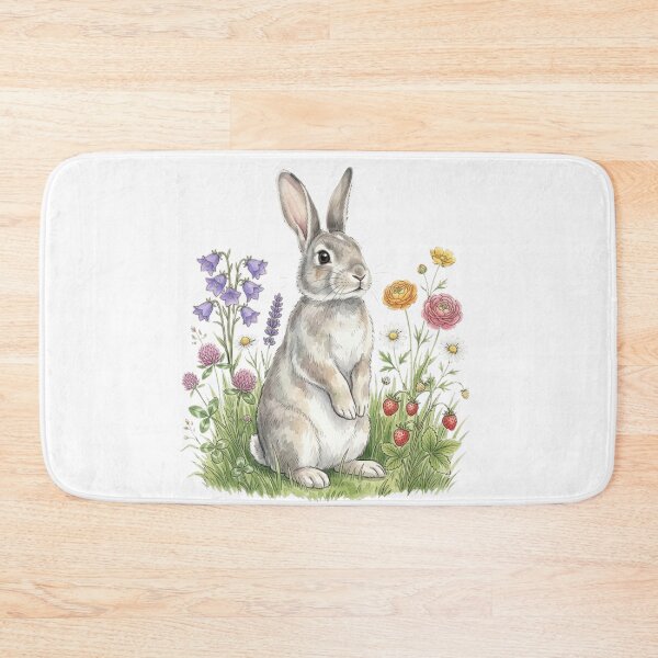 Item preview, Vintage Cute Rabbit Wildflower Meadow Aesthetic designed and sold by Rehnair.