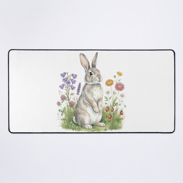 Item preview, Vintage Cute Rabbit Wildflower Meadow Aesthetic designed and sold by Rehnair.